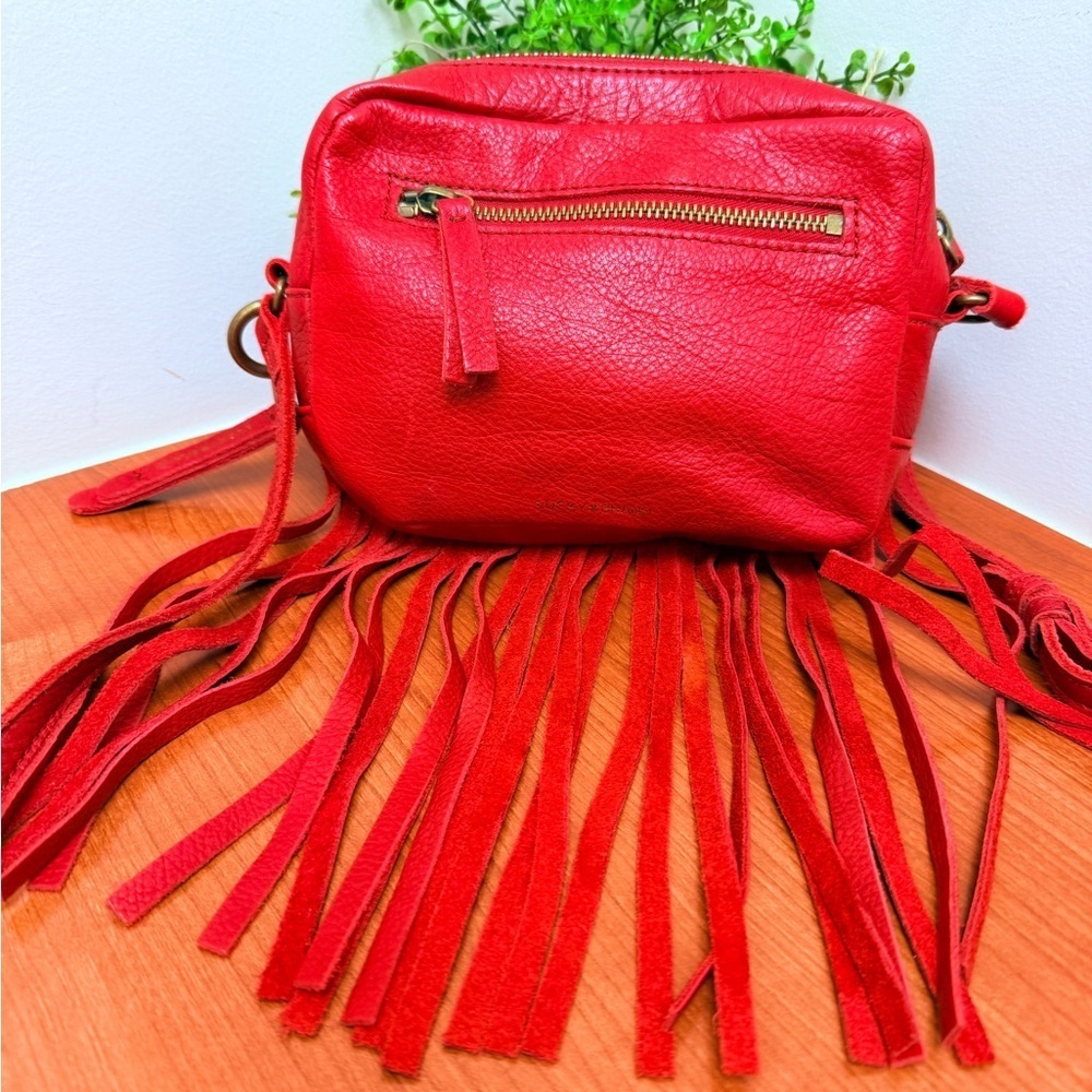 Lucky Brand Kyle Fringed Red Crossbody - Picture 2 of 10